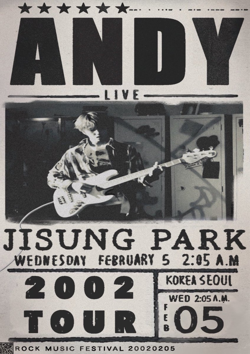ANDY_LIVE2025's tweet photo. 2025 ANDY LIVE☆

공연기간 2025.02.03 - 2025.02.05
공연장 서울특별시 마포구 
관람시간 205분
-
Don't Look Back In Anger

락스타를 사랑하지 마세요

2025 JISUNG DAY EVENT
#Loverockstar_ANDY #JISUNG 
#락스타를_사랑하세요 https://t.co/8D35gDV0CX