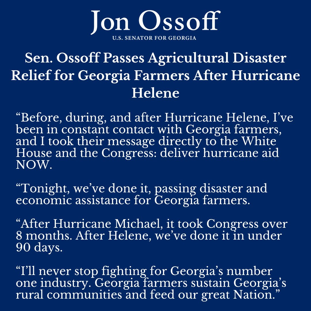 Ossoff&rsquo;s Office on X: &ldquo;NEWS: Sen. Ossoff is delivering on his 