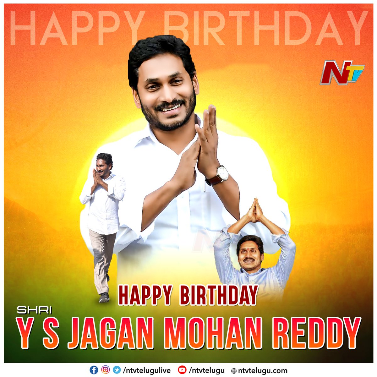NtvTeluguLive's tweet photo. Here's Wishing Andhra Pradesh Ex Chief Minister Shri YS Jagan Mohan Reddy Garu A Very Happy Birthday.

@ysjagan @YSRCParty 
#YSJagan #YSJaganMohanReddy #HBDYSJagan #YSRCongressParty #AndhraPradesh #NTVTelugu https://t.co/FTFK50G2Cm