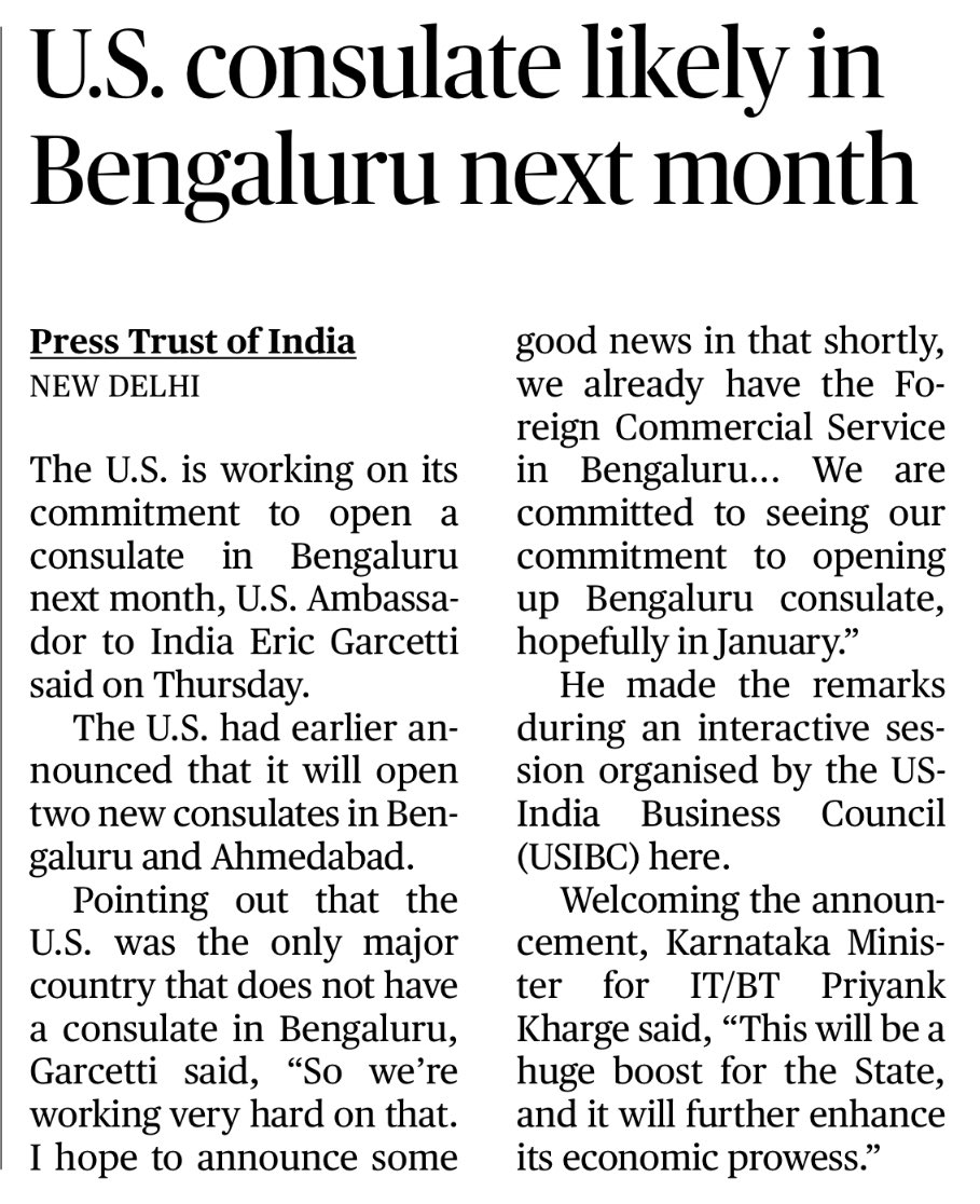 BYVijayendra's tweet photo. A proud moment for Namma Bengaluru! The US Consulate’s establishment is a testament to our city’s global significance.

Congratulations to @Tejasvi_Surya for championing this long-pending demand and ensuring its fulfillment. PM @narendramodi Ji’s visionary leadership and @DrSJaishankar Ji’s relentless efforts have paved the way for this remarkable achievement.

This milestone will simplify visas, boost trade, and cement Bengaluru’s position as a global hub for tech and innovation.

#USConsulateBengaluru