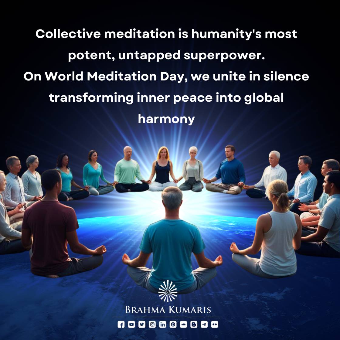 BrahmaKumaris's tweet photo. World Meditation Day - where individual peace merges into a universal heartbeat of compassion. 

Yes, silent minds &amp; united hearts can bring a quantum leap for global healing.

#worldmeditationday #collectivepeace #togetherness #brahmakumaris https://t.co/0Eql3csiZ7