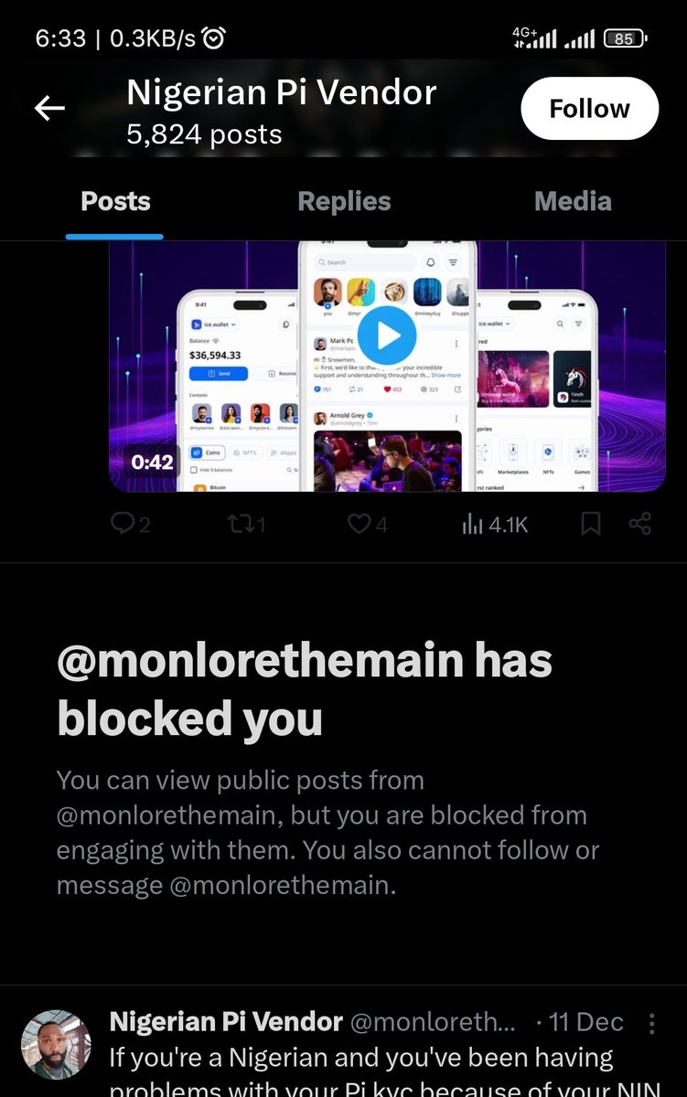 WillisKlaus's tweet photo. Hi all, do no do business with @monlorethemain, he's a scammer that will scam you of your crypto. Fell a victim a while ago and I discovered he's still scamming people.

Refuse to pay then block me after receiving PI. Be wise
#PiCoin #Crypto #ScamWarning https://t.co/bKaahTxDlU