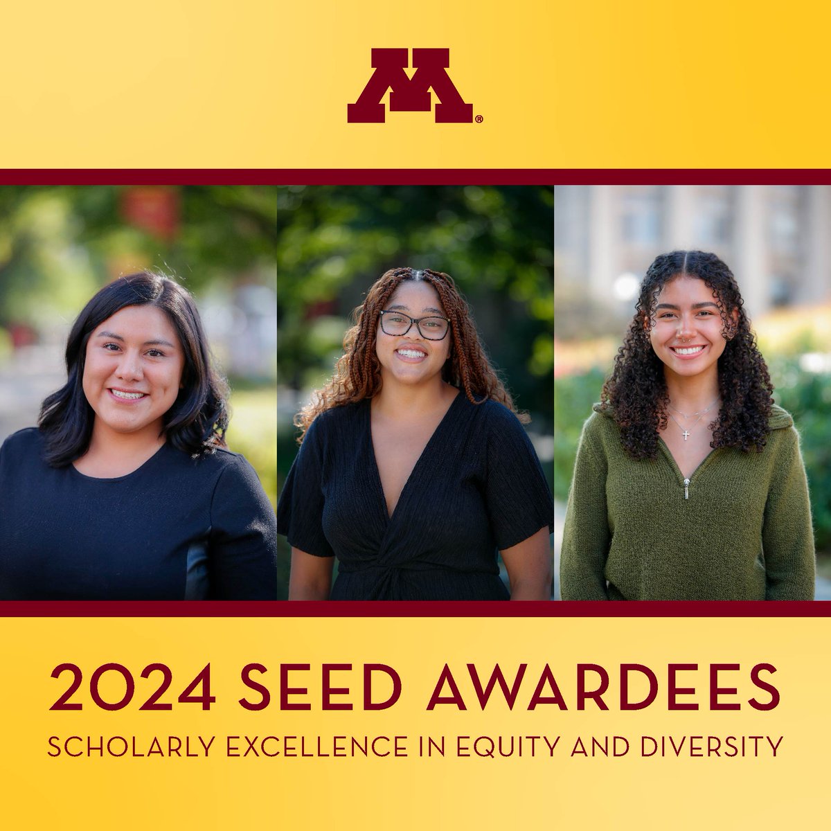 diversityUMN's tweet photo. Congratulations Andrea Castillo, Dominique Earland, and Aliya Freberg for receiving the 2023 Scholarly Excellence in Equity &amp; Diversity Award!

 More info about the award and its recipients can be found at https://t.co/aHVJqautL3 https://t.co/1dJJFHkGZ4