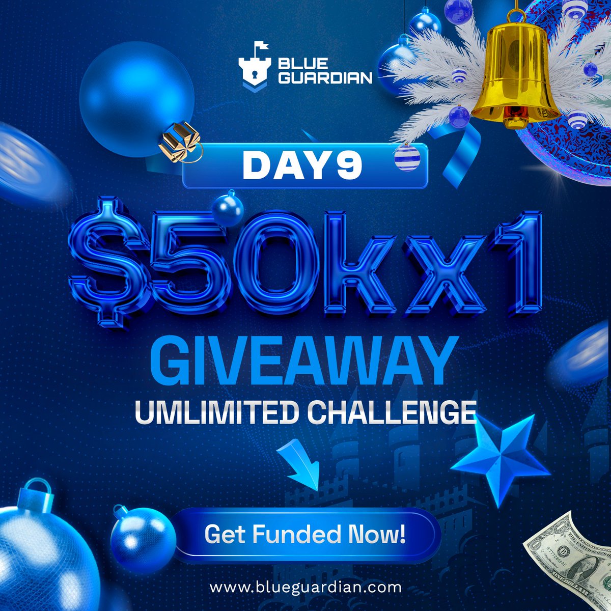 BlueGuardiancom's tweet image. 4 Days until Christmas! 🎄

Win one $50k Unlimited challenge!

1. Follow @blueguardiancom and @GuardianFutures
2. Like and retweet
3. Tag 3 traders

24h ⏳