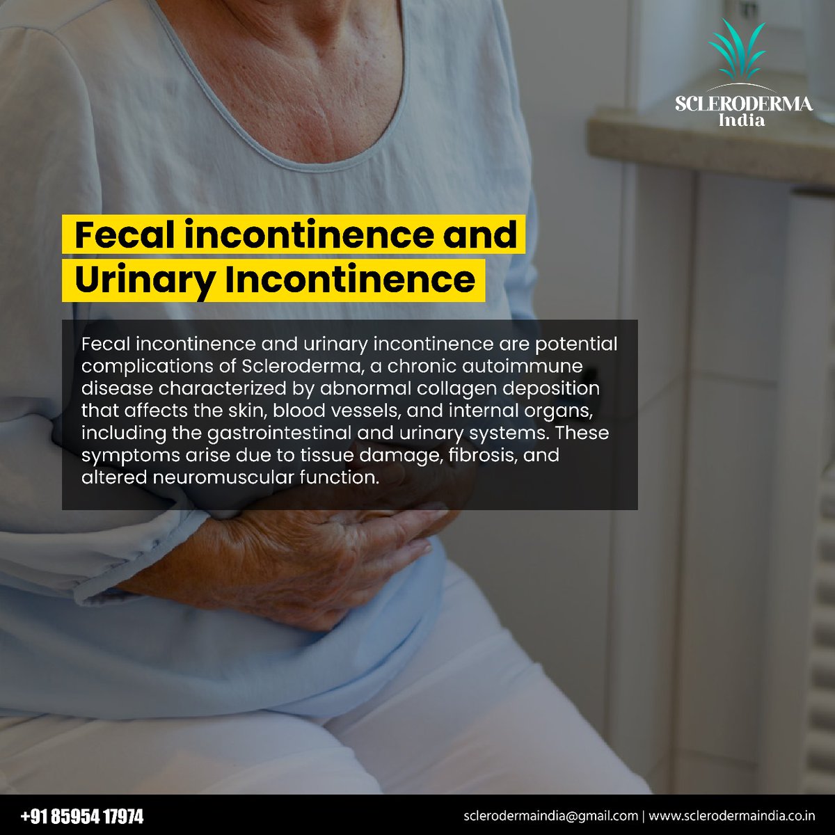 ScleroIndia's tweet image. All you need to know about Fecal Incontinence and Urinary Incontinence!
#SclerodermaIndia #Scleroderma #FecalInconsistence #urinaryincontinence #chronicillness #AutoImmuneDisease