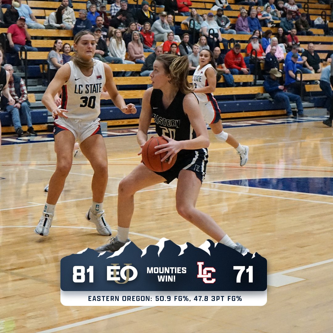 EOUWBB's tweet photo. 𝑩𝑬𝑨𝑻 𝑻𝑯𝑬 𝑾𝑨𝑹𝑹𝑰𝑶𝑹𝑺

Eastern Oregon takes a 81-72 victory over LCSC in Lewiston!

#MountUp | #EOUwbb https://t.co/u1vc2M7kfv