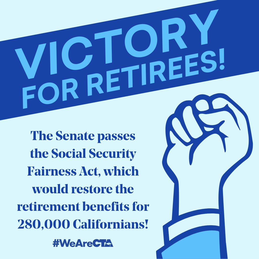 BREAKING: The Social Security Fairness Act #HR82 just passed! Repealing GPO WEP will correct unjust penalties that impact retired educators, firefighters and public servants, and millions more future retirees.