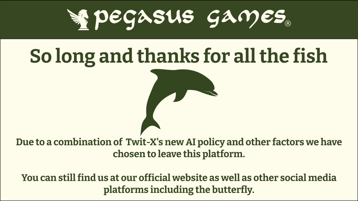 Due to a combination of Twit-X's new AI policy and other factors we have chosen to leave this platform. You can still find us at our official website as well as other social media platforms including the butterfly.