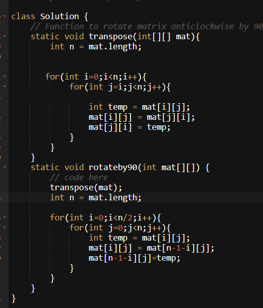 SatyaPilla6's tweet photo. Day 37 of #160daysofcoding
𝐏𝐫𝐨𝐛𝐥𝐞𝐦: Rotate by 90 degree
𝐏𝐥𝐚𝐭𝐟𝐨𝐫𝐦: @geeksforgeeks
#gfg160 #geekstreak2024 #womenintech
#learningjourney #dsa #gfg #geeksforgeeks #practice #sorting #strings #code #CodeNewbie #problem #ProblemSolving #CodingJourney #transpose #matrix https://t.co/rWtSMHefc4