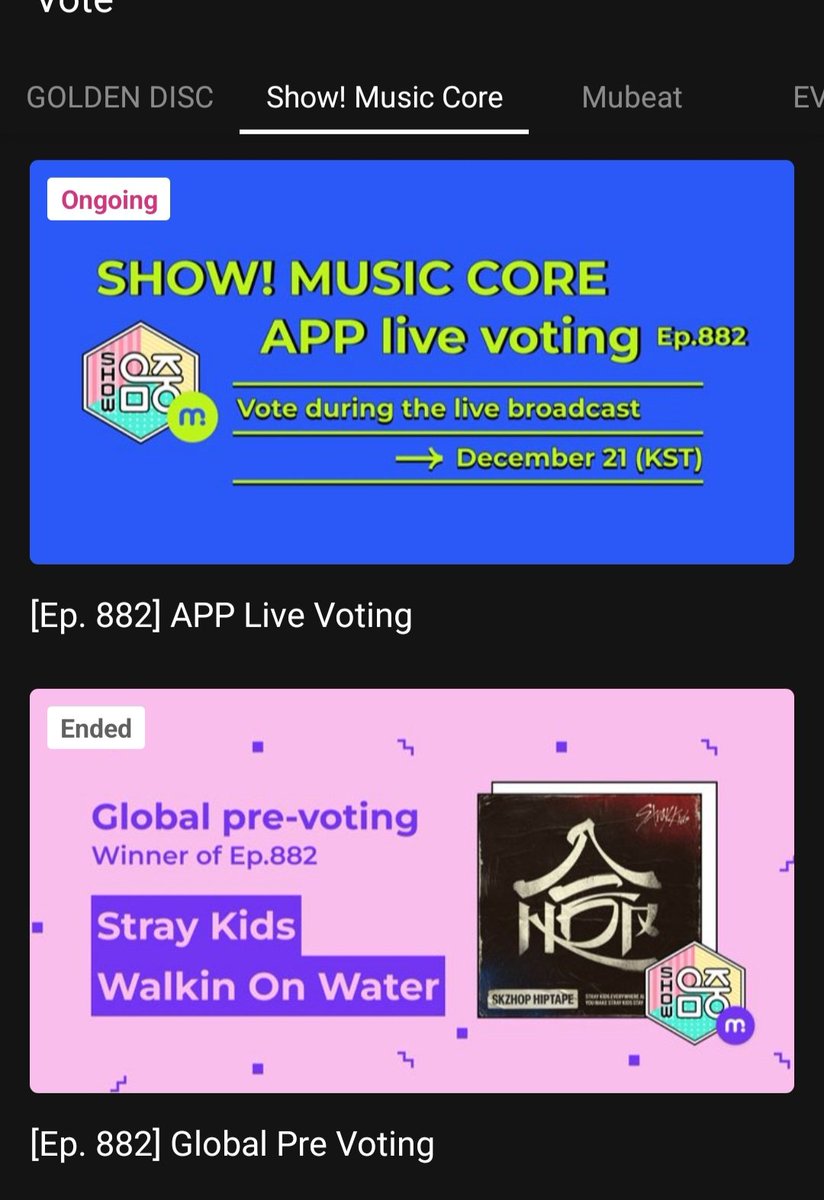 preppystay's tweet photo. So #StrayKids win the Global prevote, but don't get selected for top 3 vote for the show. So sus #MuCore #musicccore #WalkinOnWater https://t.co/yiIk8hzozf