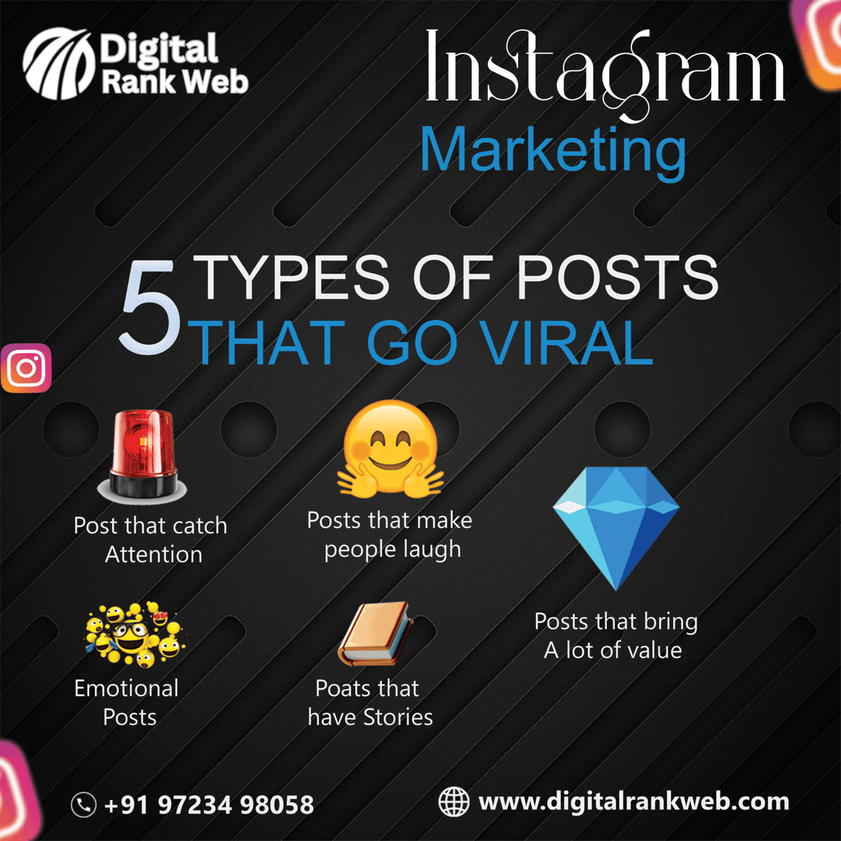digitalrankweb's tweet photo. 🚀 5 Types of Posts That Go Viral:
1️⃣ Relatable memes
2️⃣ Before-and-after visuals
3️⃣ Quick tips/how-tos
4️⃣ Inspiring quotes
5️⃣ Interactive polls
What’s your go-to strategy? 🧠
#ViralTweets #SocialMediaTips #ContentStrategy https://t.co/uNPODrbSOI