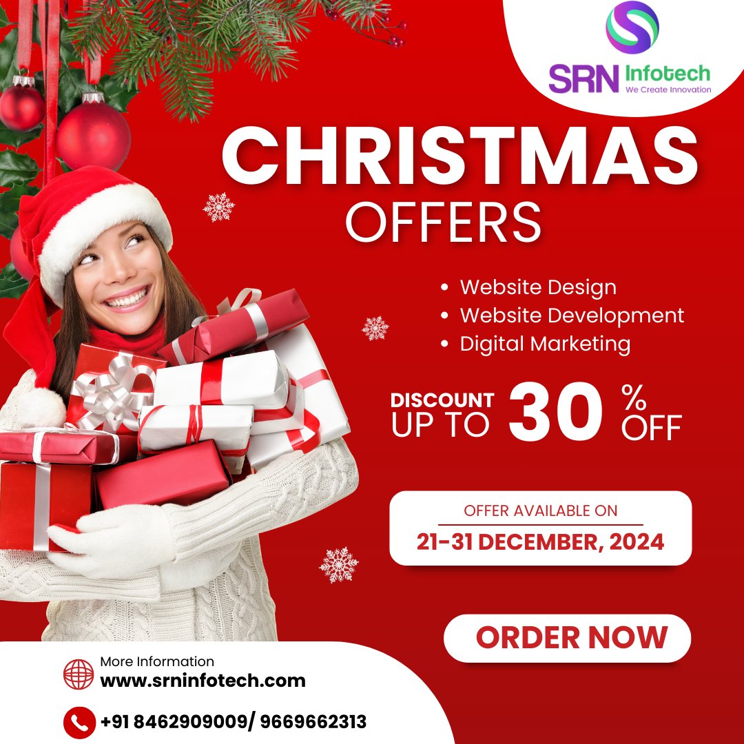 srninfotech's tweet photo. Christmas Offer Alert! 

This holiday season, let your business shine brighter than ever! At SRN Infotech, we’re bringing you an exclusive Christmas Special on our Web Design, Development, and Digital Marketing Services. 

#ChristmasOffer #WebDesign #WebDevelopment https://t.co/o3Q87hEh1i