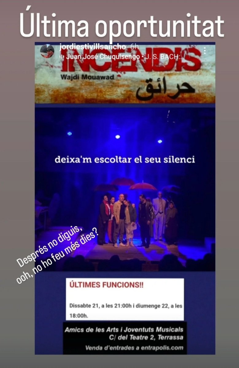 Grupteatreamics's tweet photo. Últimes funcions. 21 i 22 de desembre.  Entrades a https://t.co/dvkaZZalDw https://t.co/Hvam5S6A8b