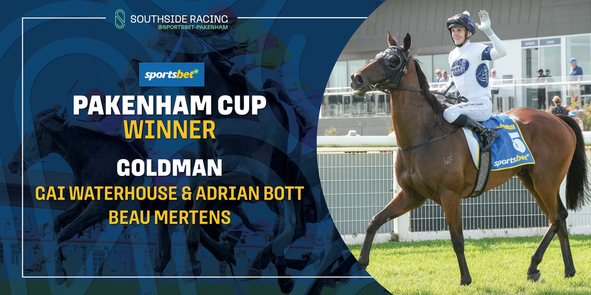 Southside Racing (@sthsideracing) on Twitter photo GOLDMAN wins the 2024 <a href="/sportsbetcomau/">Feed Nation x Sportsbet</a> Pakenham Cup!
Congratulations to Gai Waterhouse & Adrian BottΒ and all connections. Fantastic ride Beau Mertens!Β π€©
#SouthsideRacing #SthsideRacing #SouthsideIsTheBestSide #SportsbetPakenhamCup #PakenhamCup GOLDMAN wins the 2024 <a href="/sportsbetcomau/">Feed Nation x Sportsbet</a> Pakenham Cup!
Congratulations to Gai Waterhouse & Adrian BottΒ and all connections. Fantastic ride Beau Mertens!Β π€©
#SouthsideRacing #SthsideRacing #SouthsideIsTheBestSide #SportsbetPakenhamCup #PakenhamCup