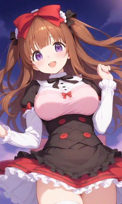これが我がイラストを覚えさせたAIちゃんの花京院ちえりちゃんですぶっちゃけ俺の描くちえりちゃんぽくない件w(ちなみに1枚目が僕のイラスト) 
