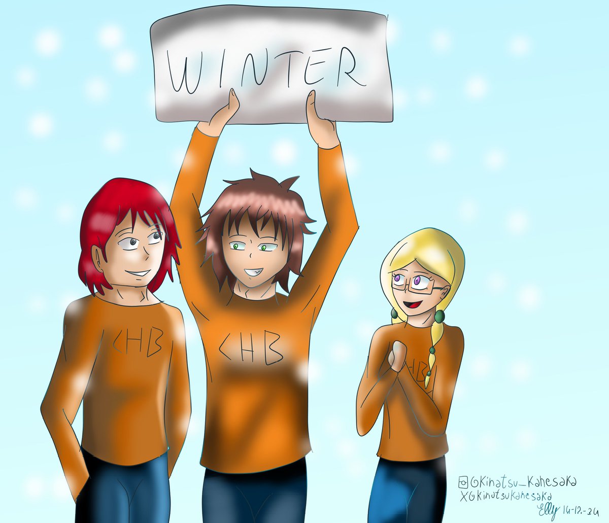 KinatsuKanesaka's tweet photo. Finally I finished my #fourseason art. Enjoy my little sillies.❄️
#animestyle #ellydrawings #winter #winteriscoming #cycleofseasons #cicleofseason #snow #percyjacksonnoc #pjoc #icepower #Borea #Alex #hitlike https://t.co/vo23JTXlg6
