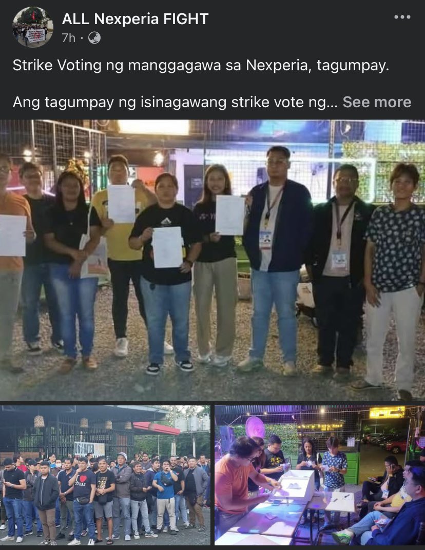 aimeezingramos's tweet photo. “The strike is the weapon of the oppressed”

Nexperia workers ang lumilikha ng mahigit P2 billion revenue para sa kumpanya kada taon, pero 3 taon na hindi pa rin mabigay ang P50 na dagdag sahod

Ilang araw bago magpasko, tinanggal sa trabaho ang 4 union leaders kasama ang pangulo https://t.co/PllA27pqiM