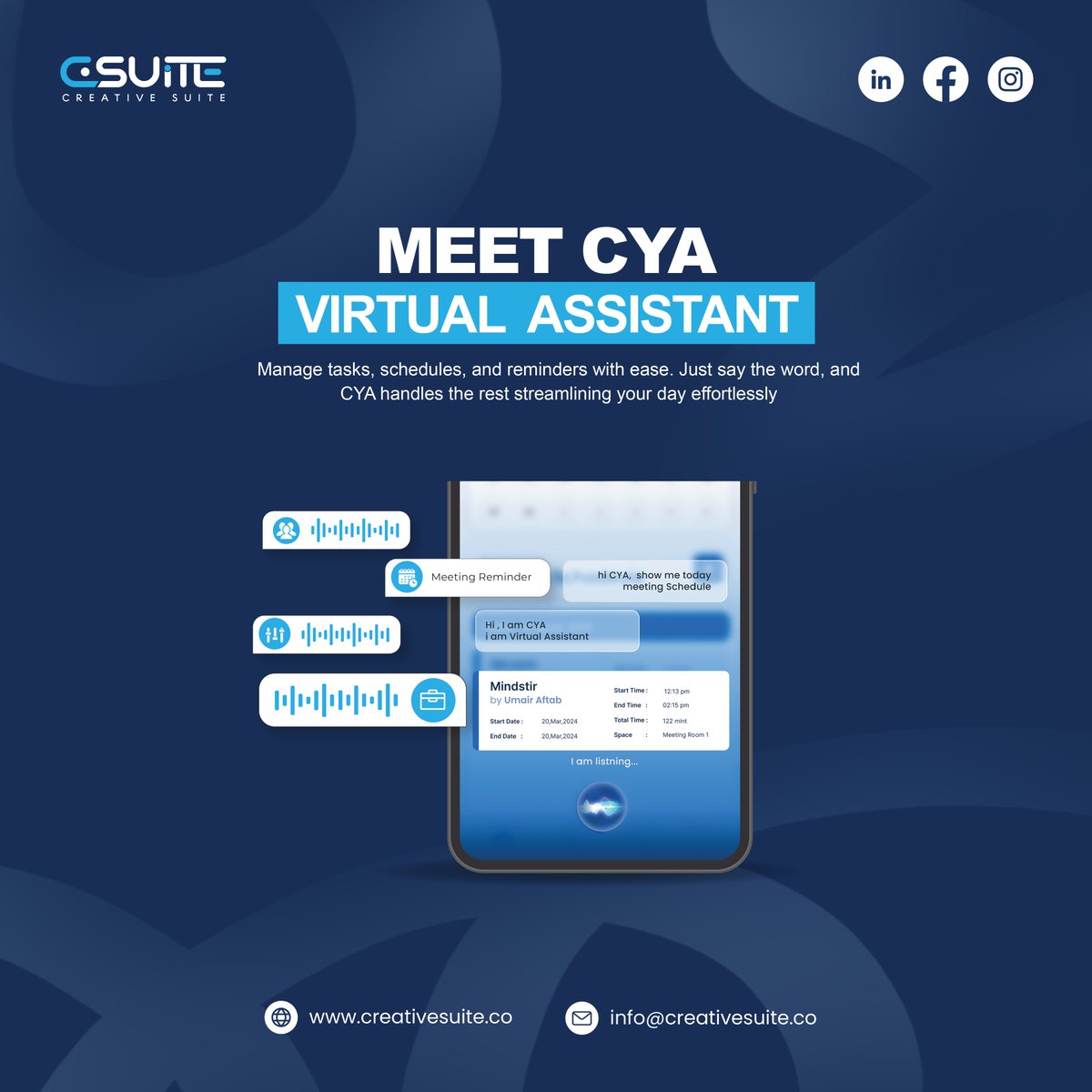 creative_suite_'s tweet photo. Say hello to smarter workflows with Creative Suite!
Meet CYA Virtual Assistant—your partner in simplifying tasks and boosting productivity.
👉 Discover more: https://t.co/Cmq2i4yXr6

#CreativeSuite #VirtualAssistant #EfficiencyBoost #SmartWorkflows https://t.co/WQ41vUm53L