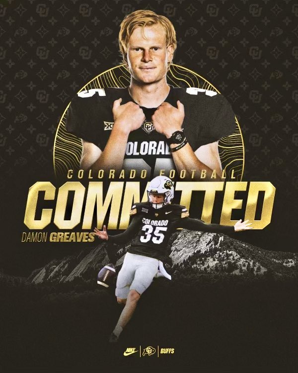 CUaunties's tweet image. Welcome 2 Da Herd nephew @damongreaves35 
Kansas punter has committed to CU!🦬
Aunties show him some love! 💛🖤 Buffs Nation show him some love. 
#UpDaSko #SlideCU #SkoBuffs #CUaunties #WeRecruiting