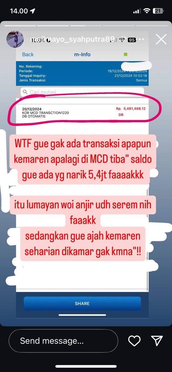 indah____sari's tweet photo. @GoodLifeBCA Minn saldo kepotong tiba2 pdhl g ada transaksi… TANGGUNG JAWAB WOYY https://t.co/L2z7dqPyJK