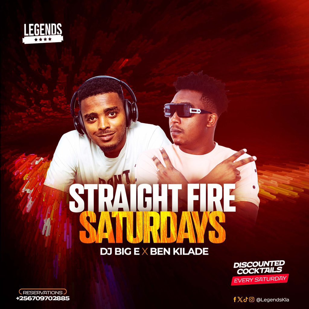 Mushrm (@mushroominc) on Twitter photo Tonight’s got that Saturday spark! Catch the vibes at <a href="/LegendsKla/">Legends</a> with <a href="/Deejaybige1/">Deejay Big E</a> & <a href="/Dj_BenKilade/">Dj Ben Kilade official 🇺🇬</a> setting the stage on fire. Get ready for epic energy, fierce beats, delicious bites, and nonstop fun!
#StraightFireSaturdays Tonight’s got that Saturday spark! Catch the vibes at <a href="/LegendsKla/">Legends</a> with <a href="/Deejaybige1/">Deejay Big E</a> & <a href="/Dj_BenKilade/">Dj Ben Kilade official 🇺🇬</a> setting the stage on fire. Get ready for epic energy, fierce beats, delicious bites, and nonstop fun!
#StraightFireSaturdays