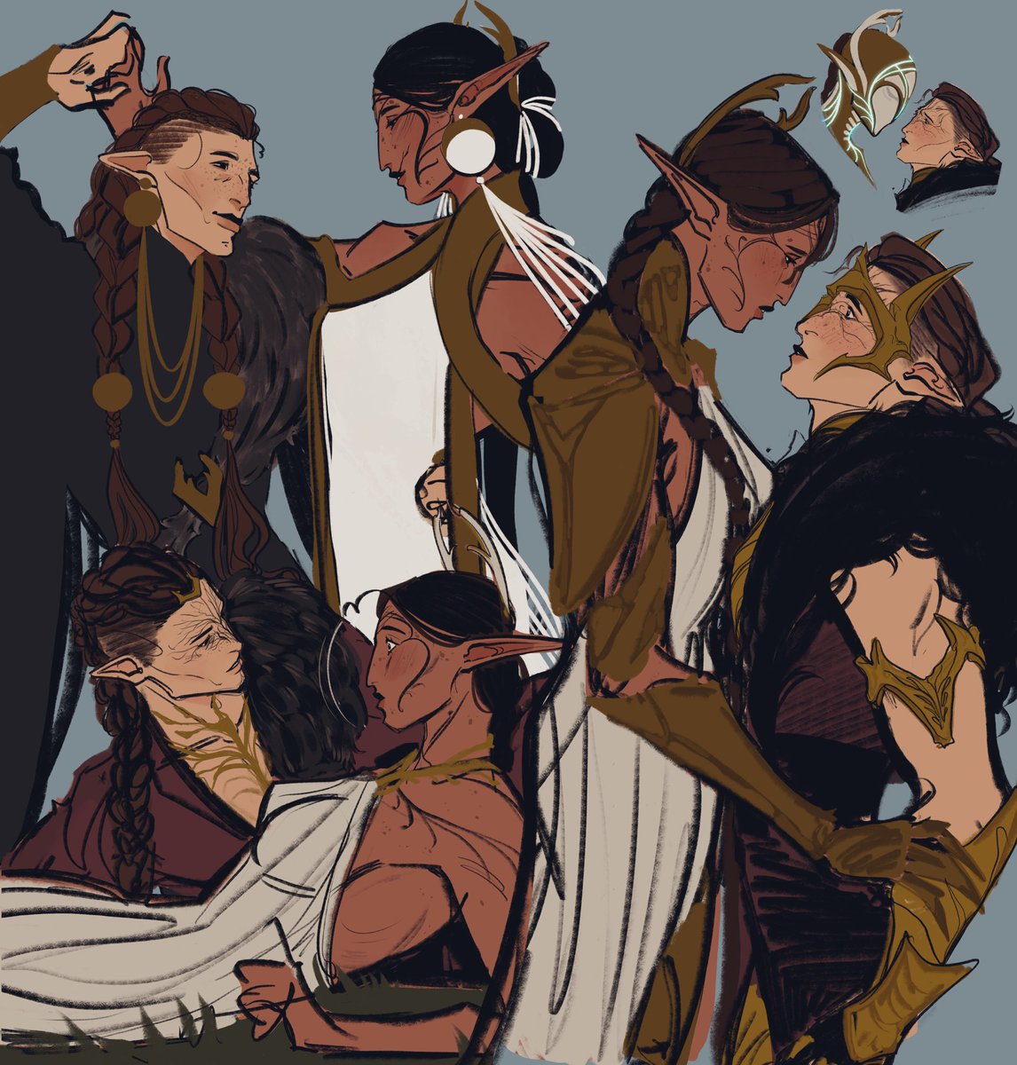 Westlywheatlya2's tweet photo. Just some more sketches of solavellan ancient arlathan au… I need to draw her in her champion form now… https://t.co/PLx9oLxaKW