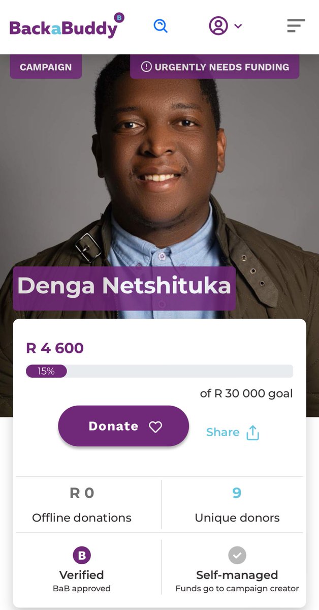 We currently on day 6 of trying to get a new lense.

9 months incredible beings have pushed up as to 15% in the first 5 days.

backabuddy.co.za/campaign/denga…