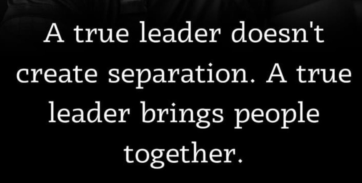 idfarooqui's tweet photo. "A true leader doesn't create separation. A true leader brings people together." This reflects a common belief about leadership emphasizing unity over division. https://t.co/0xfSAG16LY
