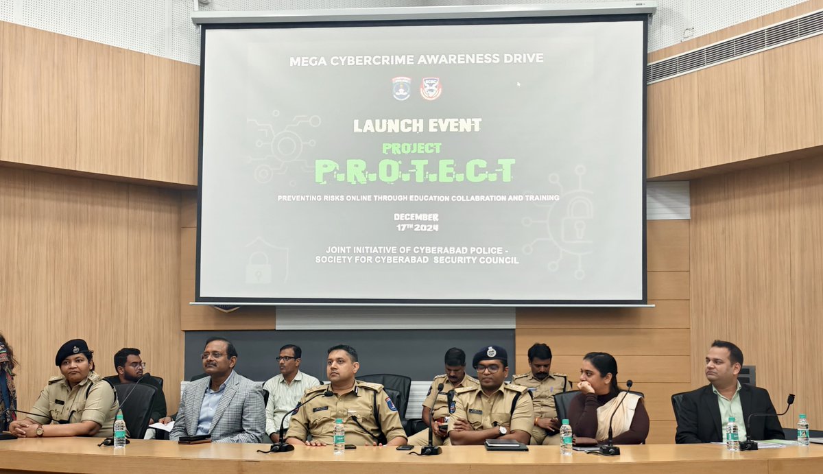 "Project P.R.🌐.T.E.C.T" (Preventing Risks Online Through Education, Collaboration &amp; Training), launched by DCP Cyber Crimes under the guidance of CP Cyberabad, aims to create a safer digital space by educating the public, amplifying key messages, and enhancing LEA's capabilities