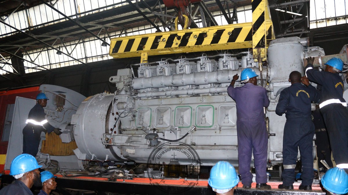 Kenya Shipyards Limited (@kenyashipyards) on Twitter photo Locomotive 9318 which is currently undergoing rehabilitation by KSL technicians, underwent mounting of a 12 cylinder GE engine <a href="/KenyaRailways_/">Kenya Railways</a> Nairobi Central Workshop.
The engine is estimated to produce 26000 HP (Horse Power) with a pulling capacity of approximately 1000 Locomotive 9318 which is currently undergoing rehabilitation by KSL technicians, underwent mounting of a 12 cylinder GE engine <a href="/KenyaRailways_/">Kenya Railways</a> Nairobi Central Workshop.
The engine is estimated to produce 26000 HP (Horse Power) with a pulling capacity of approximately 1000
