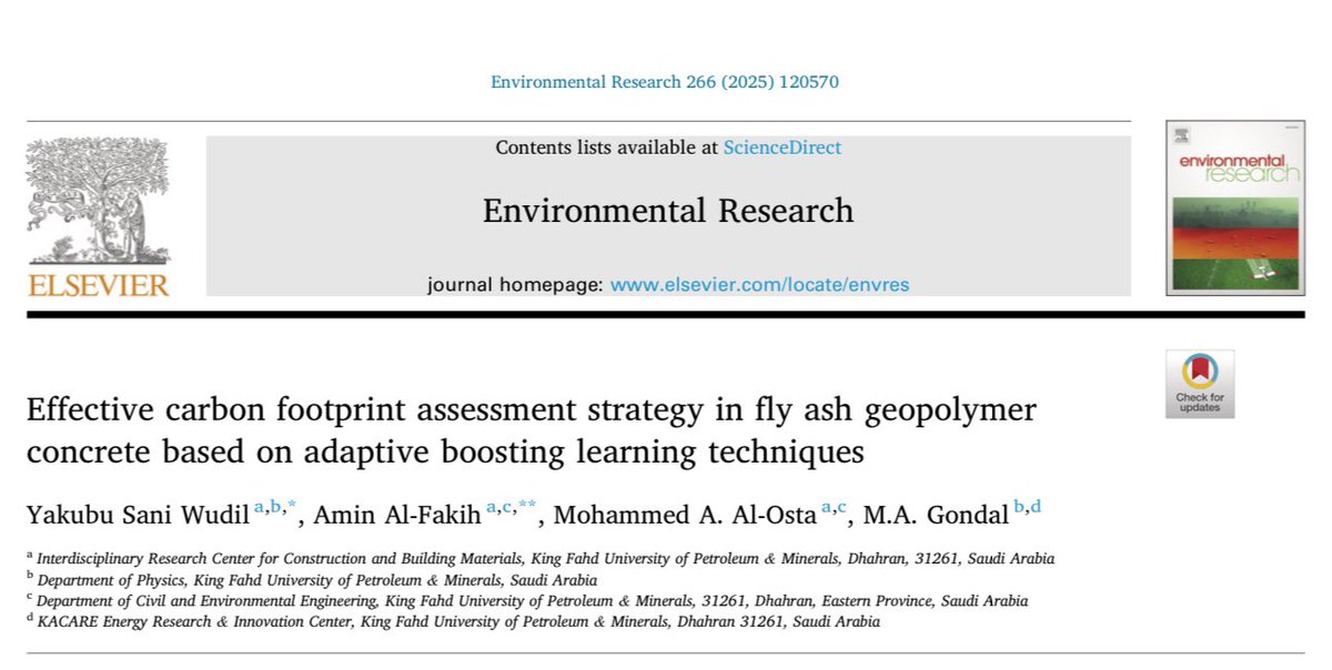 I am pleased to announce the publication of our innovative research on assessing the carbon footprint of concrete materials in the prestigious Environmental Research journal [Q1, Impact Factor: 7.7].

This work represents a significant contribution to sustainability and the