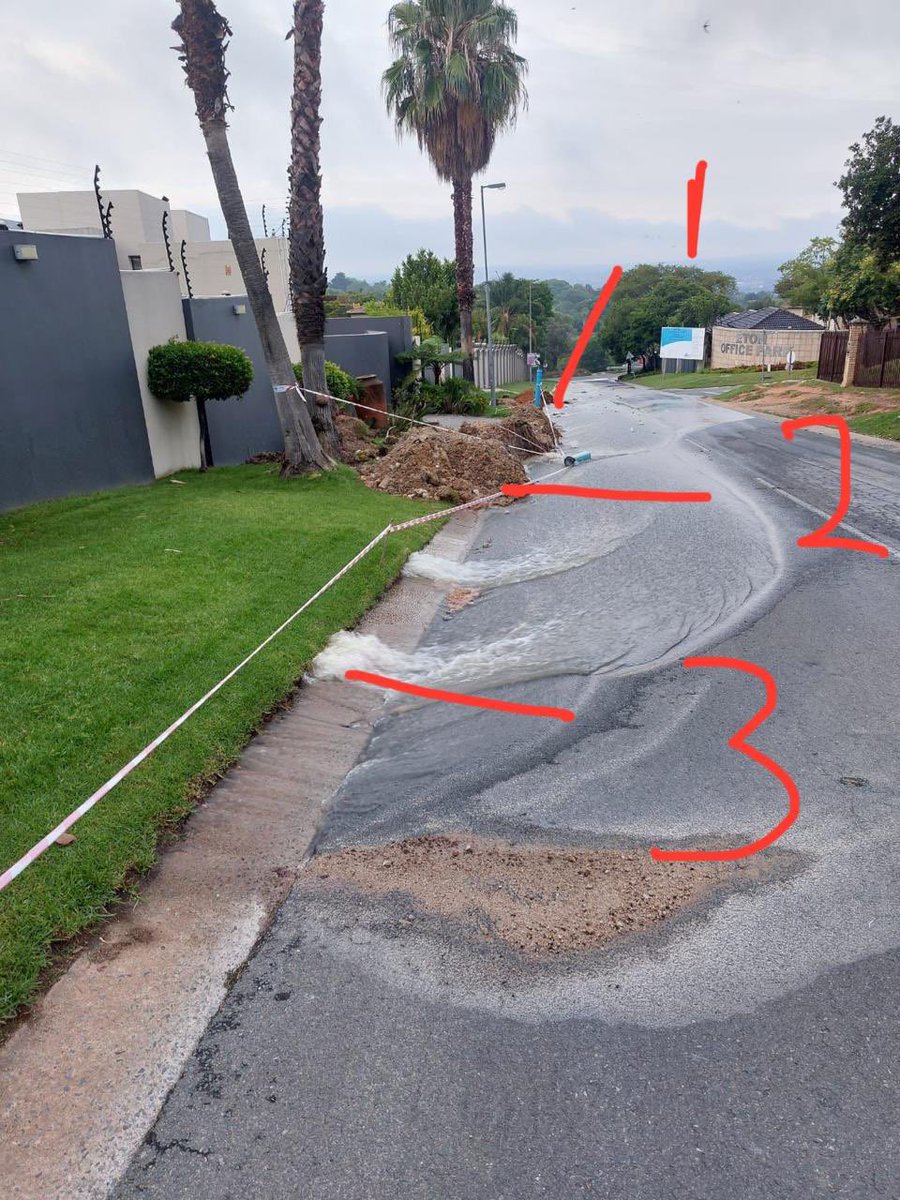 This is the fourth time this week that these pipes have been “repaired” and burst! Now we don’t have water and it’s a huge wastage for a city on level 1 water restrictions!!! <a href="/JHBWater/">Johannesburg Water</a> <a href="/CityofJoburgZA/">City of Joburg</a> corner Sloane Street and Vrede Avenue - what is the ETA???