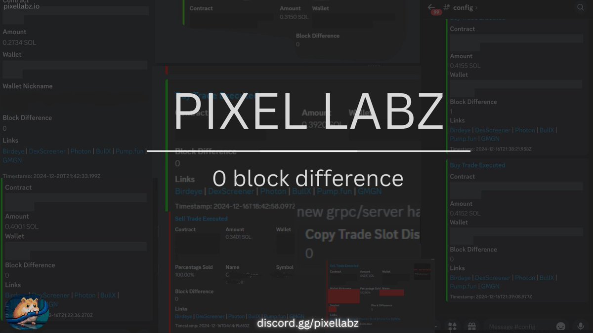 Stay ahead of the competition with PixelLabz - now featuring 0 block copy-trade difference.

 Join our discord.gg/pixellabz for a free trial.