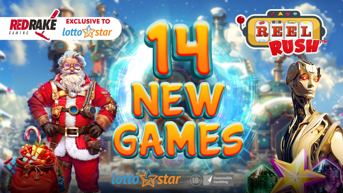 Lotto_Star's tweet photo. New games alert! 🚨

Spin now and you could turn the reels into instant rewards with our 14 NEW Red Rake Slot games! 🎰
Available only at LottoStar – Your World of Live Games. 🔥
#LottoStar #RedRake #SpinNow #WeekendVibes https://t.co/0sVgPmHPx4