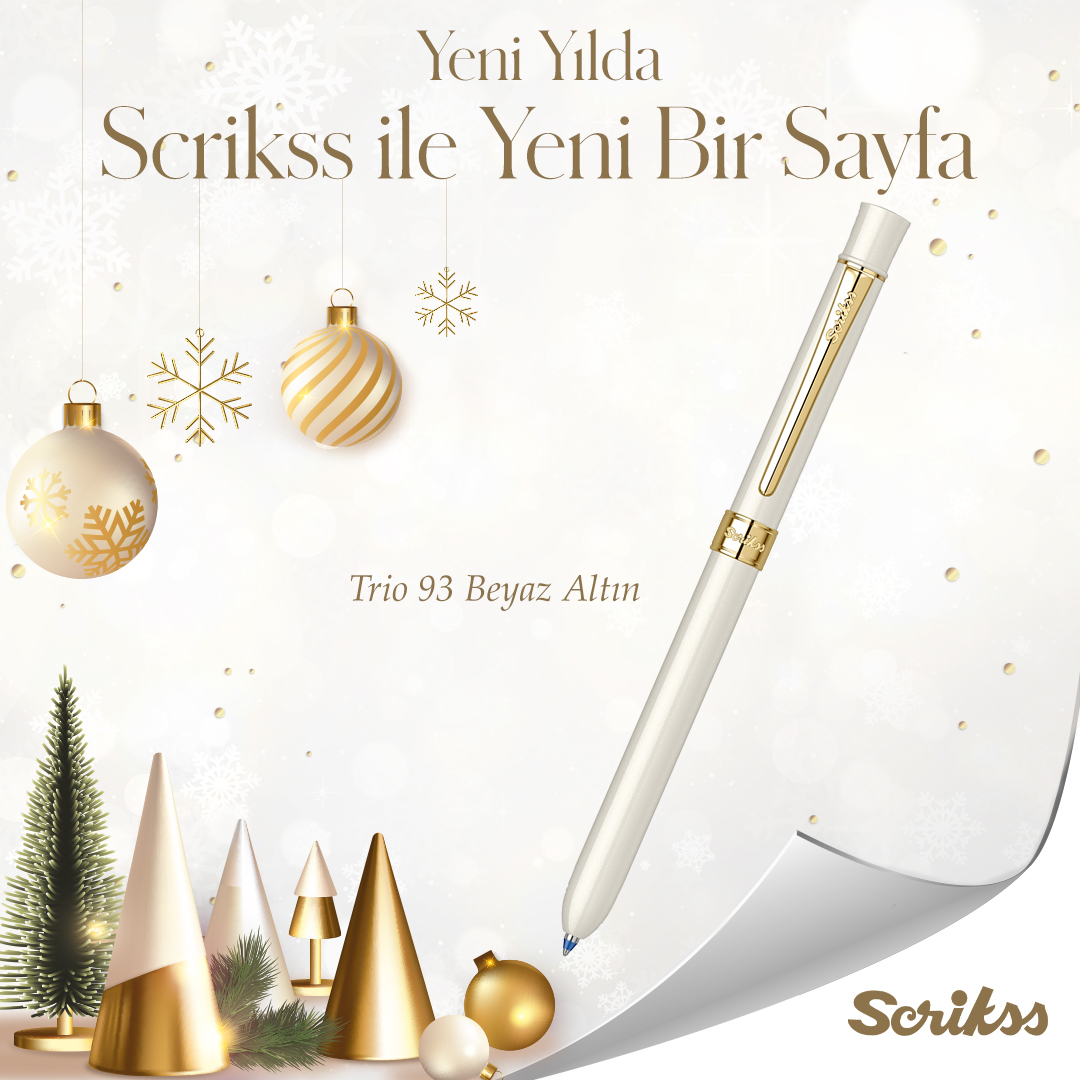 ScrikssTR's tweet photo. ✨ Yeni yılda Trio 93 Beyaz Altın ile zarafetin ve fonksiyonelliğin keyfini çıkarın. 🖋️
Her anınıza değer katacak bu özel kalemle, yeni yılda yepyeni sayfalar yazmaya ne dersiniz? 🎄💫
#Scrikss #Trio93 #YeniYıldaYeniSayfa #ZamansızZarafet https://t.co/3EGlMfJT97