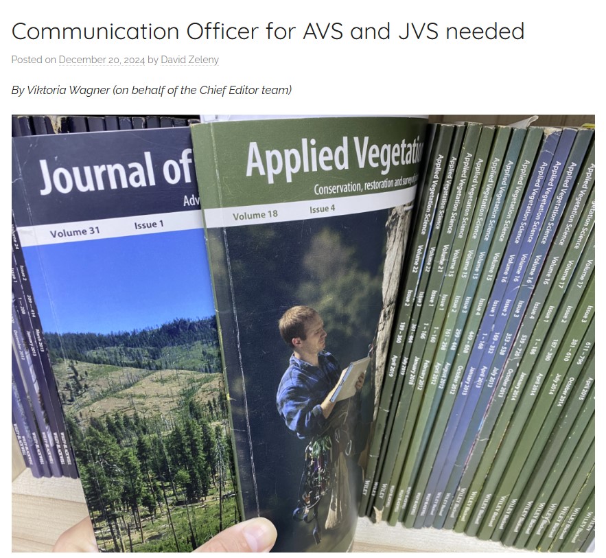Are you interested in vegetation science and the communication of scientific results? Then you might be interested in the part-time position of a Communication Officer for the Journal of Vegetation Science and Applied Vegetation Science. The position is particularly suitable for