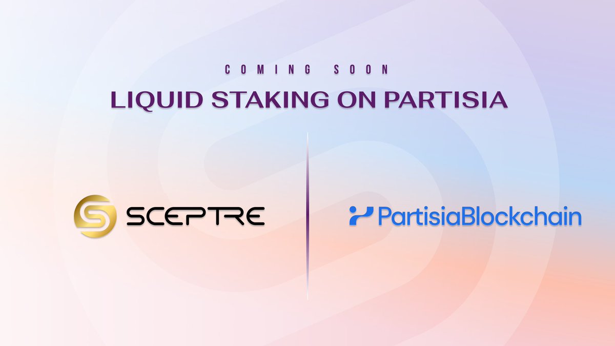 SceptreLS's tweet photo. We're excited to announce that privacy-focused Layer 1 blockchain @partisiampc is coming to @SceptreLS!

Sceptre will introduce liquid staking to Partisia, allowing $MPC holders to stake and earn rewards while receiving a liquid staking token to use on other protocols across the network.

While we finish setting things up, visit Partisia’s website to learn more about it: https://t.co/3b66Qax17S