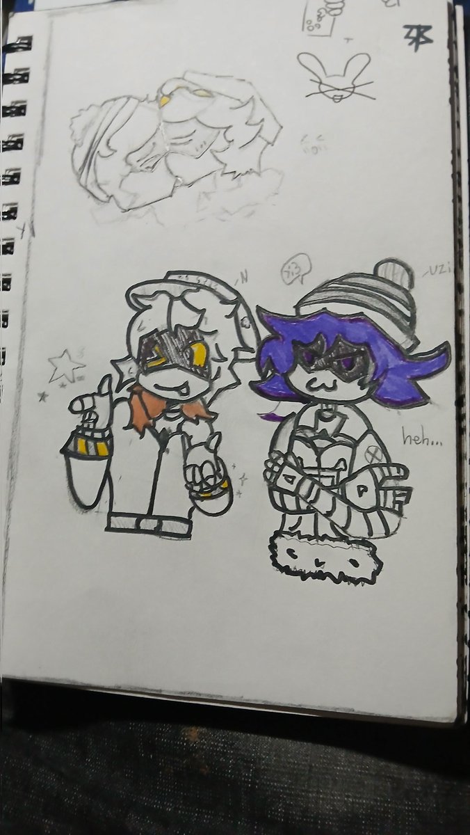 Sam34yB's tweet image. AHHHH my type of cringe dudesss 
I should've used a pen instead of a marker it makes it look chunky T_T 
#MD #murderdrones #UziDoorman #N