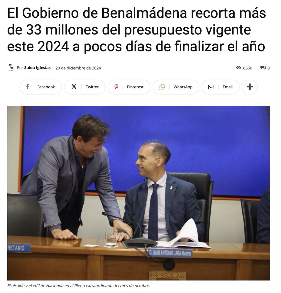 👻 Jamás había pasado algo similar en Benalmádena.

✂️El alcalde Lara, a punto de finalizar el año, congela 33 millones del presupuesto para evitar que el ayuntamiento se endeude. 

❌Ya lo advertimos meses atrás. El presupuesto era irrealizable, irreal e irresponsable.

❌Ya lo