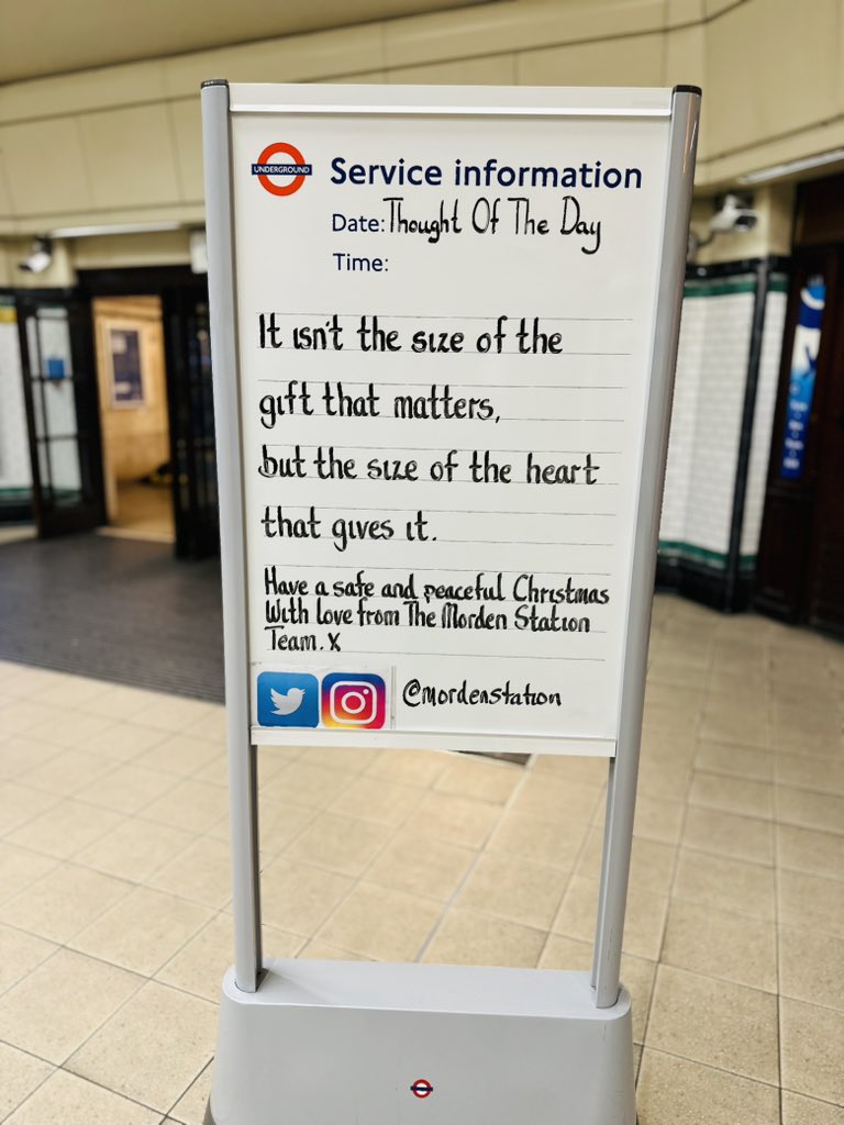 MordenStation's tweet photo. Saturday 21st December 2024 Thought Of The Day From Morden Underground Station https://t.co/ZzFNr5UO1o