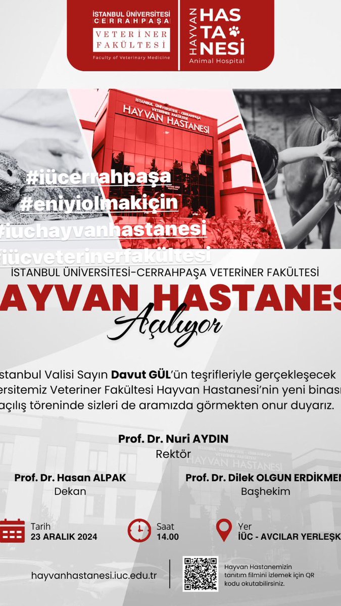 İUC Veteriner Fakültesi Hayvan Hastanesi açılıyor.
Hepinizi bekliyoruz.
#iuc #eniyiolmakiçin