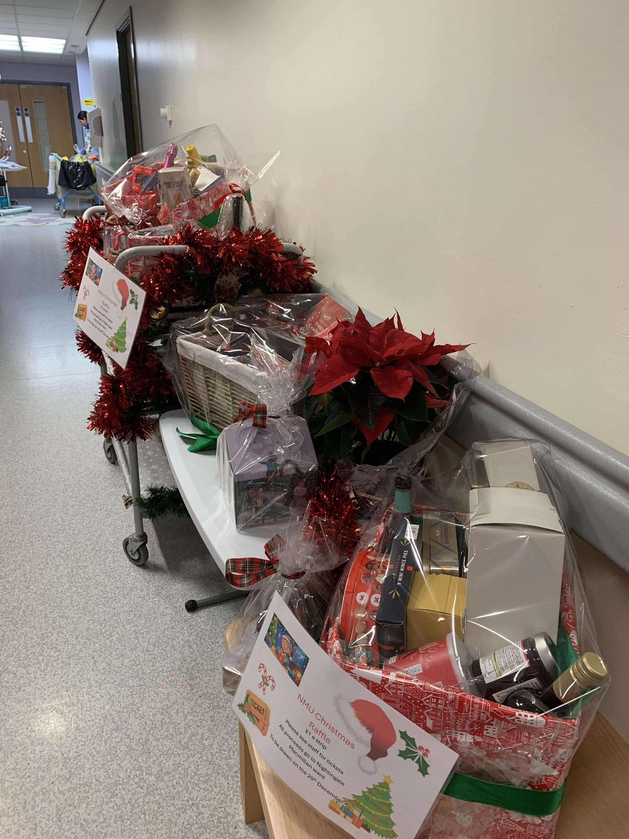 Well done to <a href="/KirstyB68175/">Kirsty B</a> for organising and to all the staff on NMU who donated to make our Christmas raffle a huge success. 

We have raised over £400 for the Unit and we have spread Christmas cheer amongst staff, patients and their relatives! 🎅🏼🎄✨🎁

Well done! <a href="/UHDBTrust/">University Hospitals of Derby and Burton NHS FT</a>