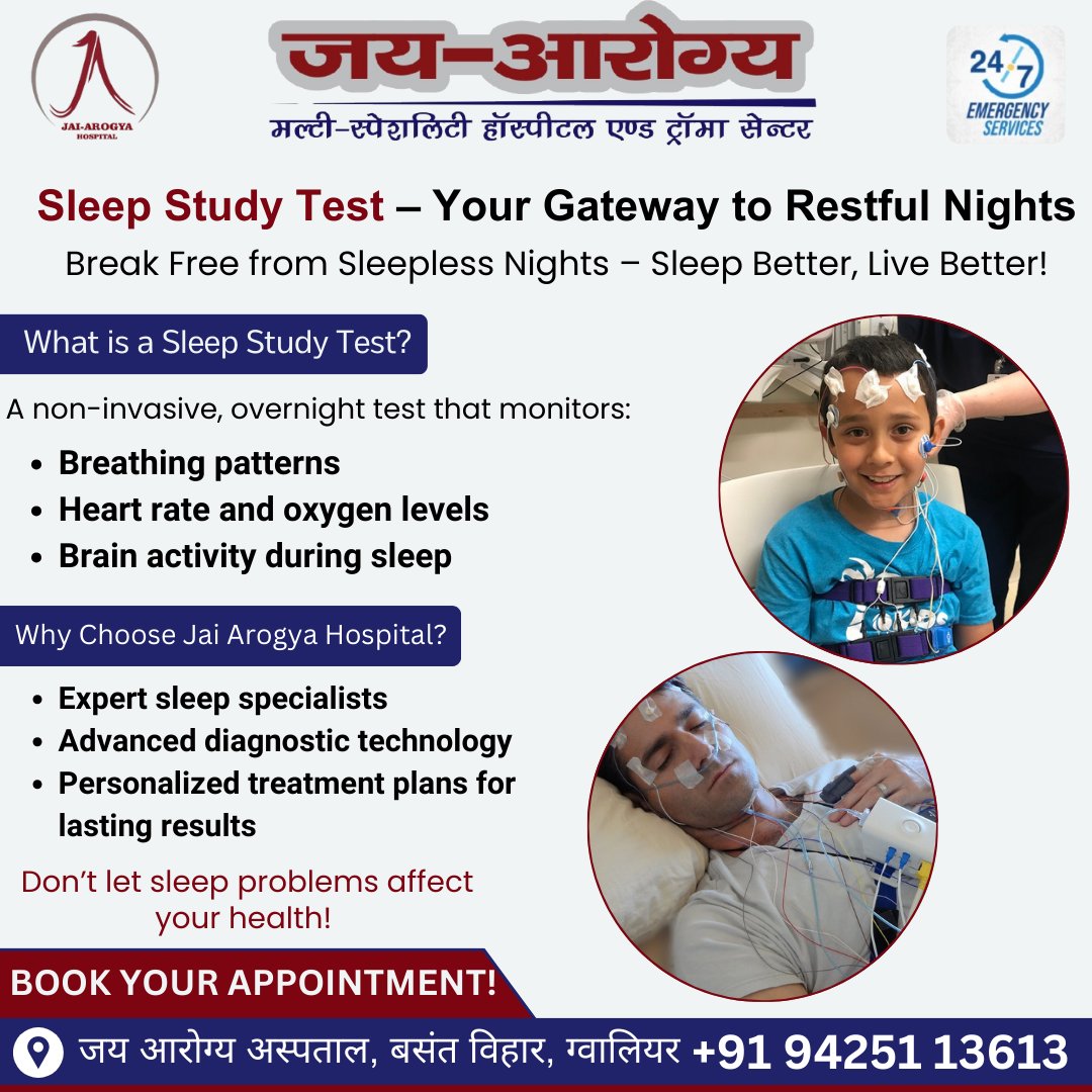 ArogyaJai's tweet image. 🌙 Rediscover Restful Nights with a Comprehensive Sleep Study! 🌙

📅 Book Your Test Today!
📍 Location: Jai Arogya Multispecialty Hospital, Basant Vihar, Gwalior
📞 Call Now: +91 94251 13613

#SleepStudyTest #HealthySleep #BetterLife #JaiArogyaHospital #HealthAwareness #Gwalior