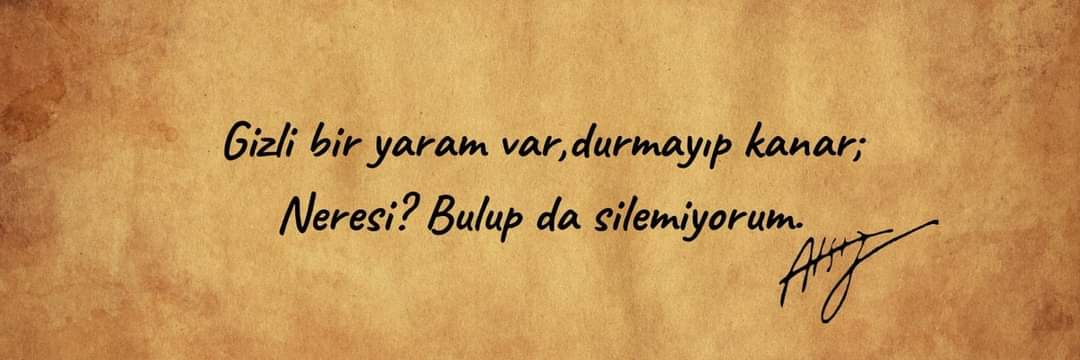 atsizoloji's tweet photo. Günleri sayarım, geceler iner; 
Beklerim geceyi, yıldızlar söner;
Gizli bir yaram var, durmayıp kanar;
Neresi? Bulup da silemiyorum. 

- A T S I Z https://t.co/lfoHrIdp9Q