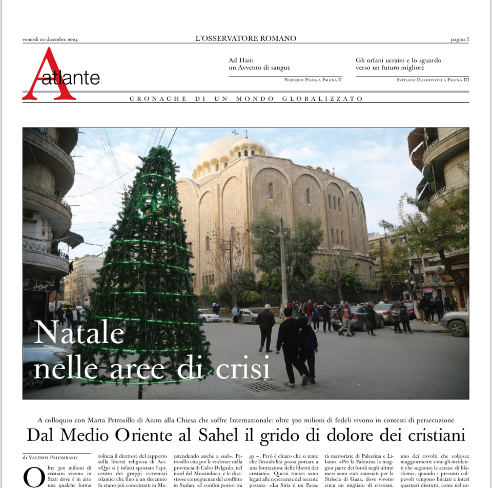 Marta Petrosillo (@martapetrosillo) on Twitter photo Grazie a <a href="/oss_romano/">L'Osservatore Romano</a> e <a href="/ValerioPalombar/">Valerio Palombaro</a> per questa mia intervista sulla persecuzione dei cristiani nel mondo. Un tema che merita attenzione e riflessione, soprattutto a Natale.
osservatoreromano.va/it/news/2024-1… Grazie a <a href="/oss_romano/">L'Osservatore Romano</a> e <a href="/ValerioPalombar/">Valerio Palombaro</a> per questa mia intervista sulla persecuzione dei cristiani nel mondo. Un tema che merita attenzione e riflessione, soprattutto a Natale.
osservatoreromano.va/it/news/2024-1…