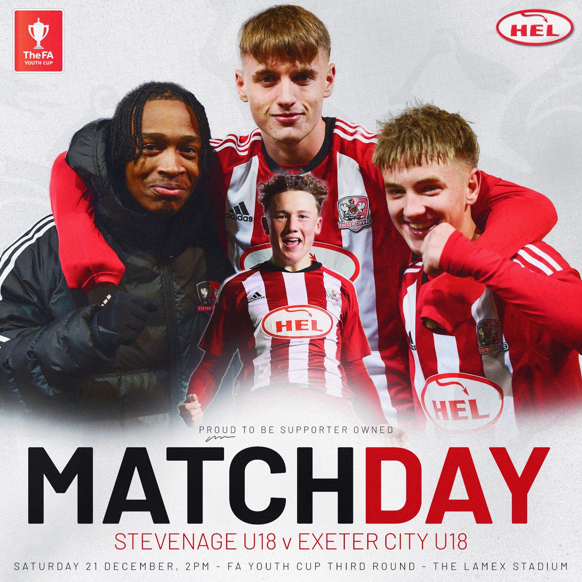 ECFC_Academy's tweet photo. IT'S U18 MATCHDAY! 🤩 Up for the Cup? 

🆚 @StevenageYouth 
🏆 FA Youth Cup
🏟️ The Lamex Stadium
🕑 2.00pm 
🎟️ Available at the ground

🔴⚪️ Come on you reds! https://t.co/RdkhcAAV4S