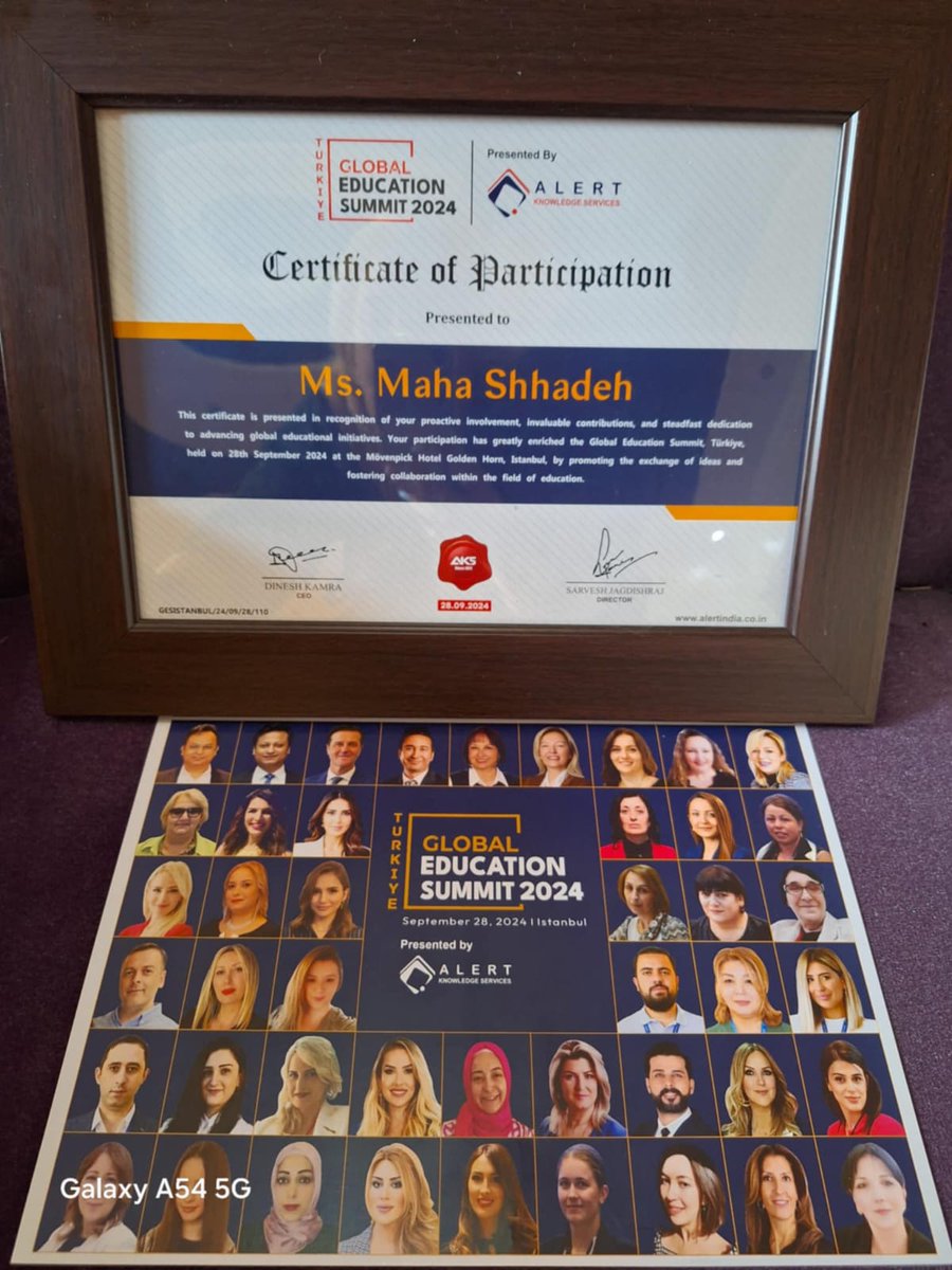 ShhadehMaha's tweet photo. I'm thrilled to share my certificate of participation from the #GlobalEducationSummit in Turkey. It was an honor to be a part of such an inspiring event and contribute to the conversation on the future of #education
#AI #Education #EdTec #FutureofLearning #GlobalEducationSummit https://t.co/H4cPF4PyR9