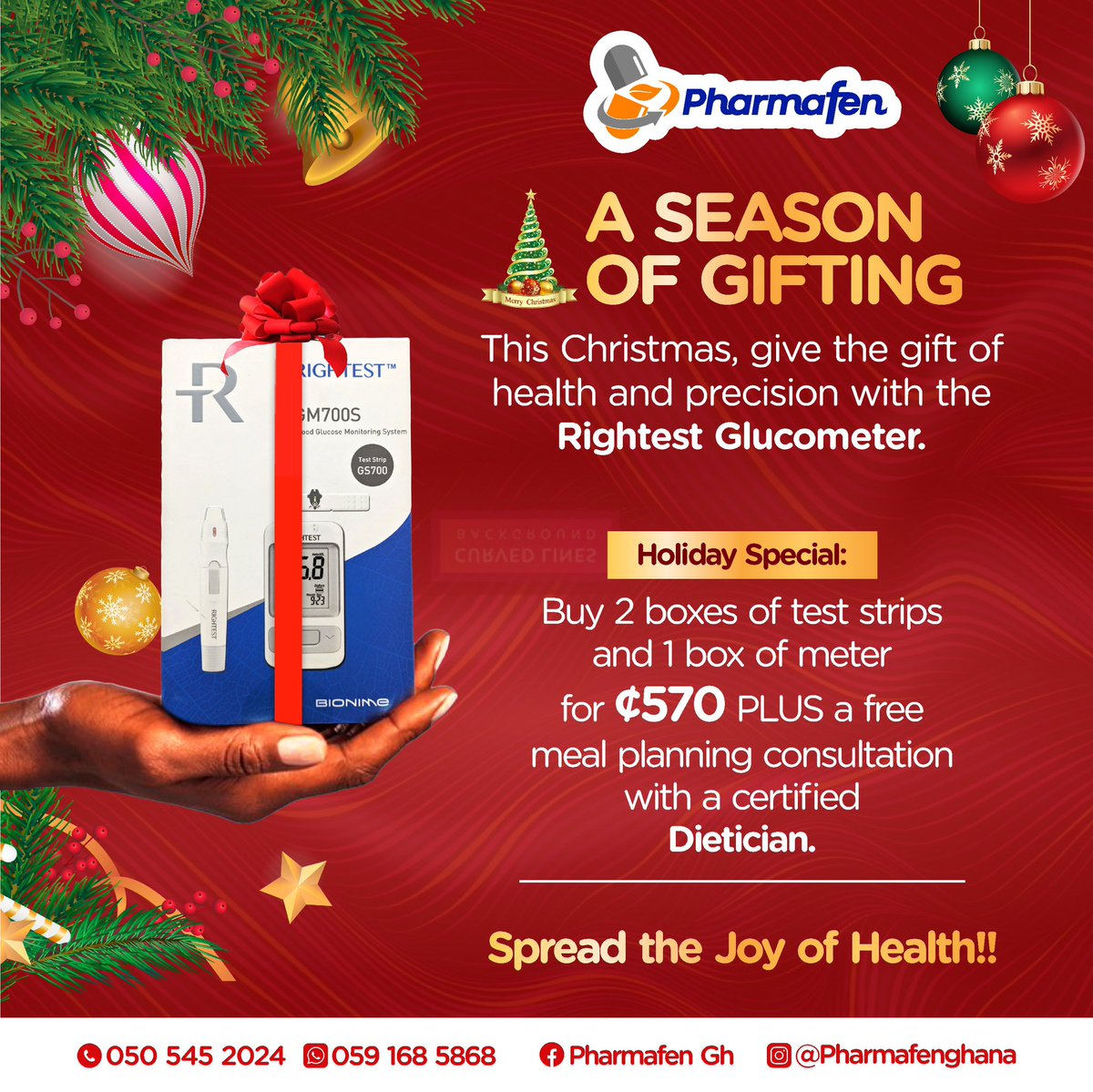 Noble_Nketsiah's tweet photo. Give the gift of Health &amp; Precision with the RIGHTEST GLUCOMETER this Christmas 🎄 
Call/Whatsapp 0505452024/0591685868

#Pharmafen #Glucometer #Christmas #health #Giving #Love #longlife https://t.co/MbCAucTChQ
