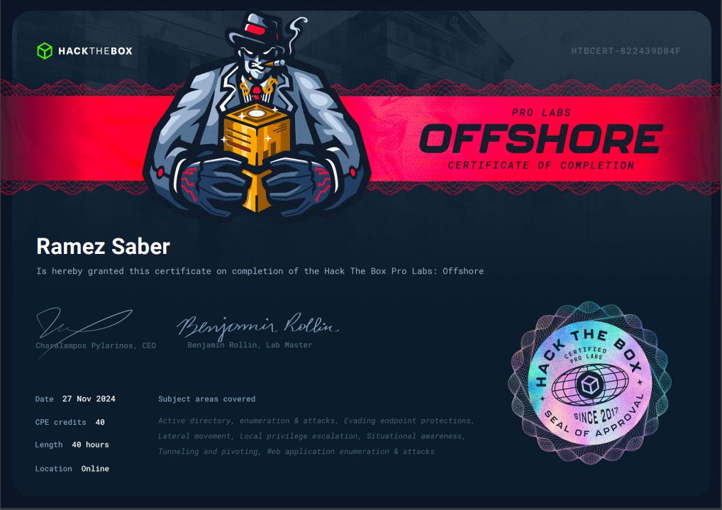 🎓 Certifications Earned: 
🏅 CRTP - Certified Red Team Professional 
🏅 CRTE - Certified Red Team Expert 
🏅 CRTO - Certified Red Team Operator
🔐 HackTheBox ProLabs Dominated:
✅ Rastalabs
✅ Zephyr
✅ Offshore
#RedTeam #RoadToGlory