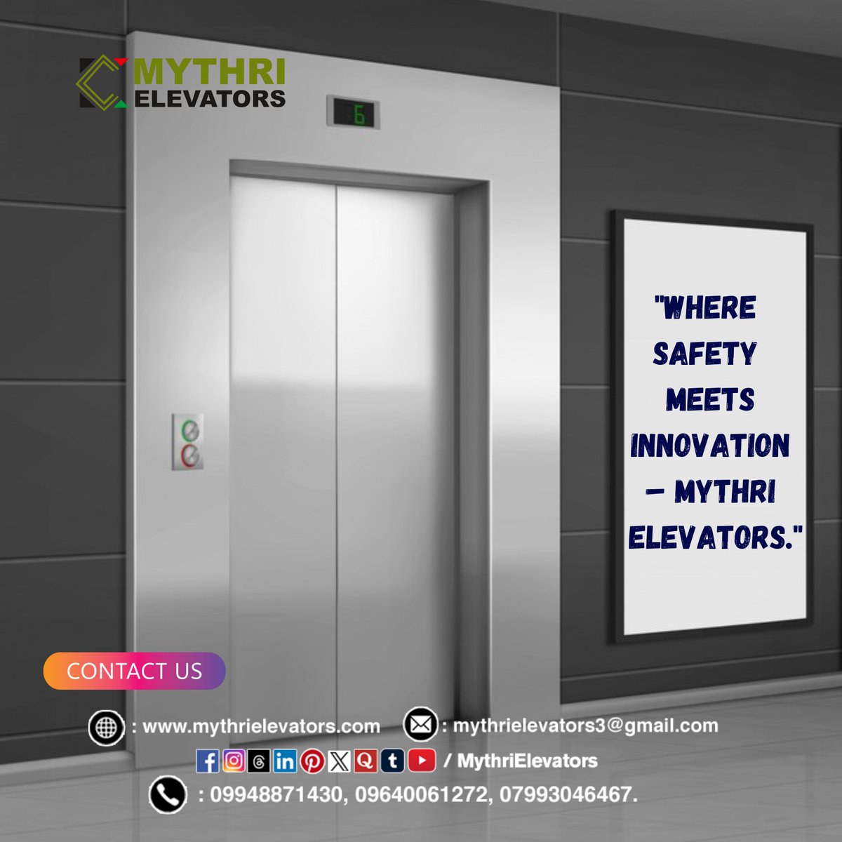mythriElevator's tweet image. 🏢 Mythri Elevators – Premier Lift Services in Hyderabad! 🚀

Looking for reliable and efficient lift solutions? Mythri Elevators provides top-notch elevator services tailored for residential, commercial, and industrial spaces in Hyderabad.#SafeElevators #ElevatorExperts